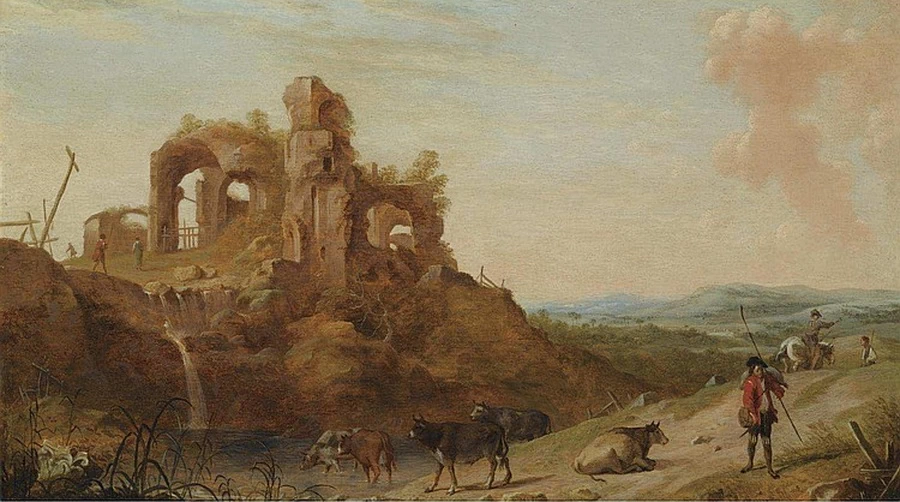 Paesaggio italiano con pastori